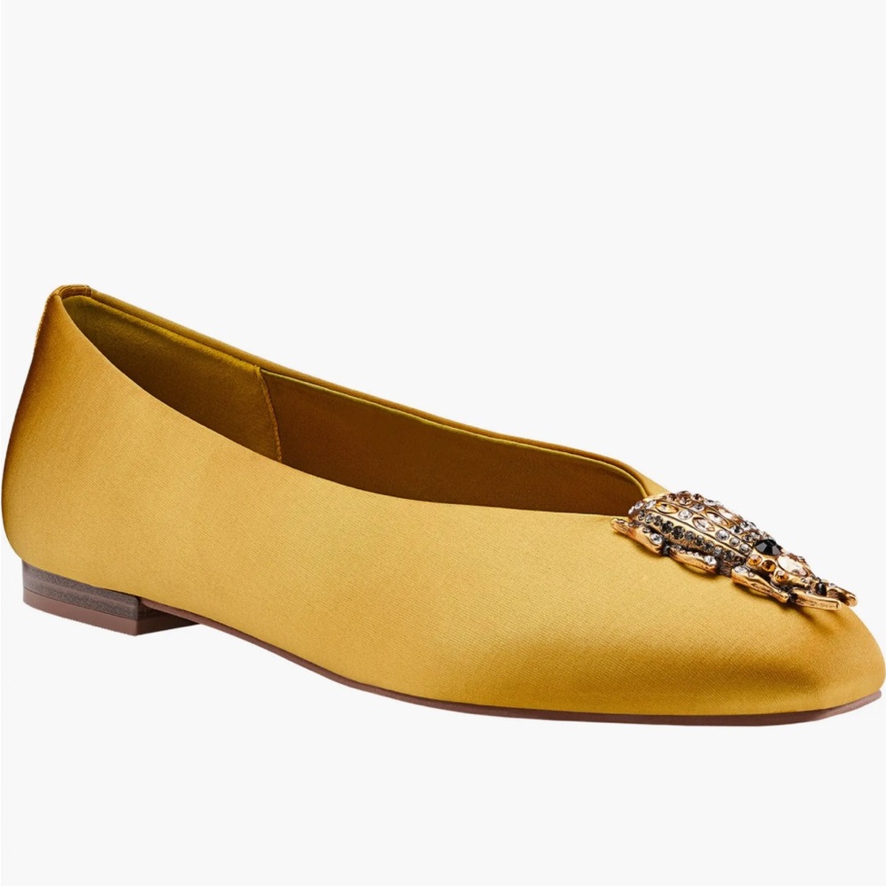 New Birdies The Crane Ballet Flats Marigold (Yellow) Satin Beetle Size 7